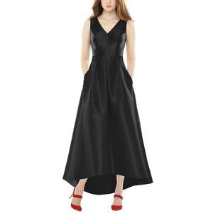 Alfred Sung Womens High-Low Satin Gown